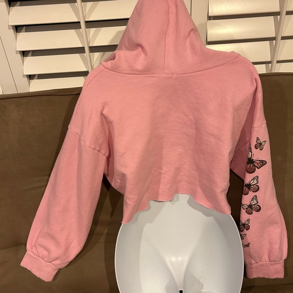 Fashion Nova Tops Fashion Nova Pink Butterfly Cropped Hoodie No Size Label Looks Small